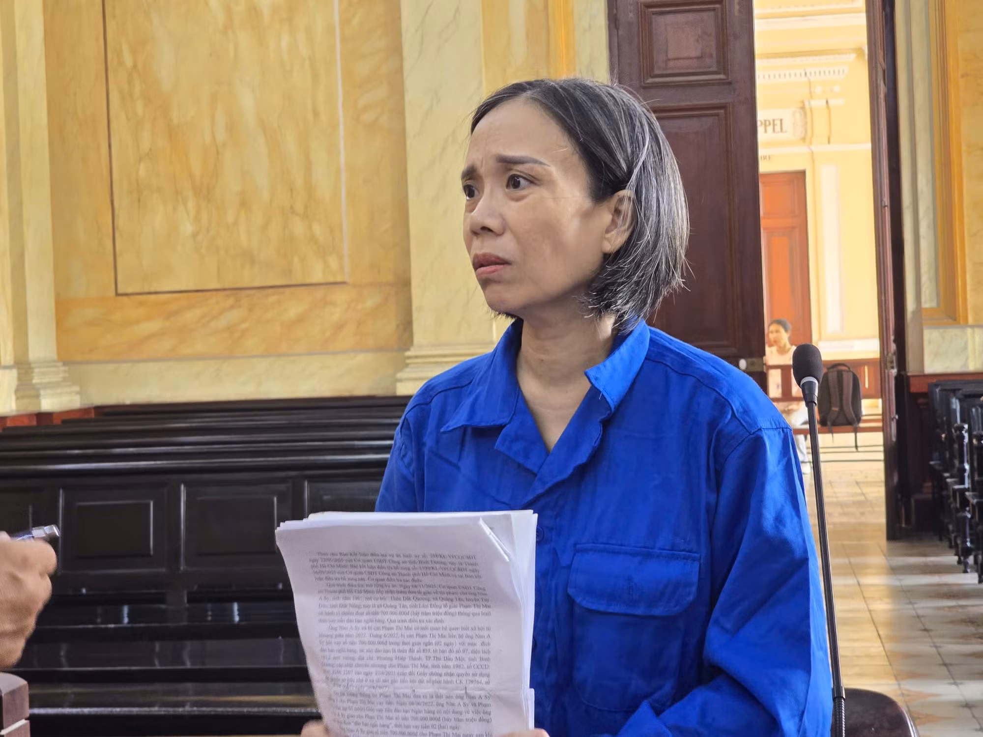 Bị cáo Phạm Thị Mai tại phiên tòa ngày 28/4.
